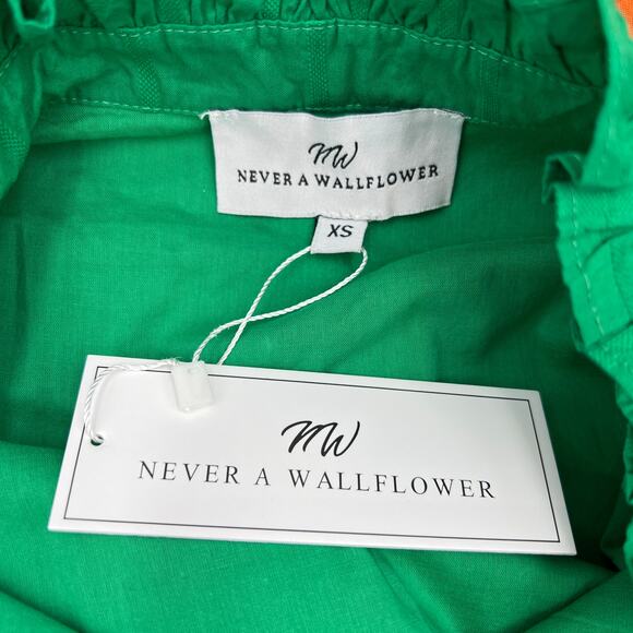 Never A Wallflower High Neck Dress Kelly Green Windowpane Cotton - Picture 4 of 9